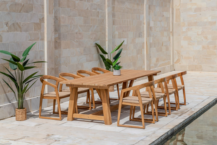 Hercules Garden Furniture Set – 290 cm Core Teak Table w/ 4 Venice Chairs Core Teak