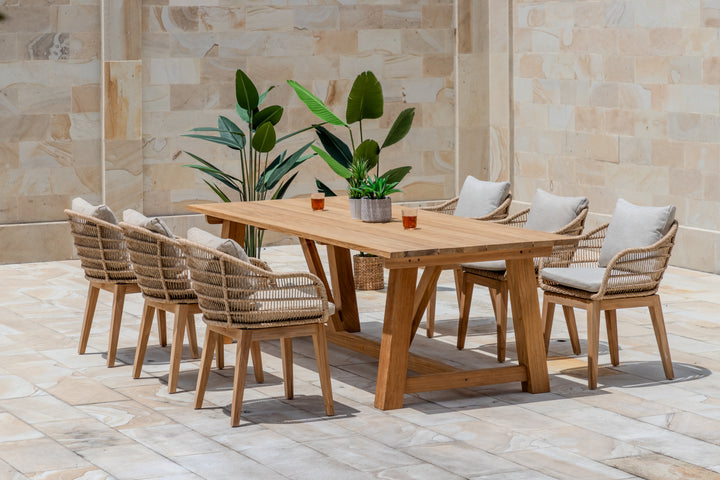 Hercules Garden Furniture Set – 246 cm Core Teak Table w/ 6 Mipando Chairs