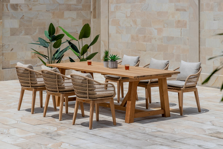 Hercules Garden Furniture Set – 246 cm Core Teak Table w/ 6 Mipando Chairs