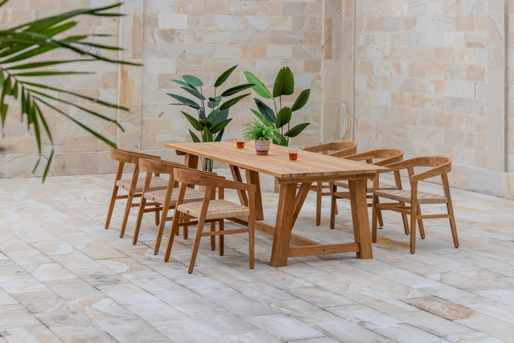 Hercules Garden Furniture Set – 246 cm Core Teak Table w/ 6 Hola Chairs