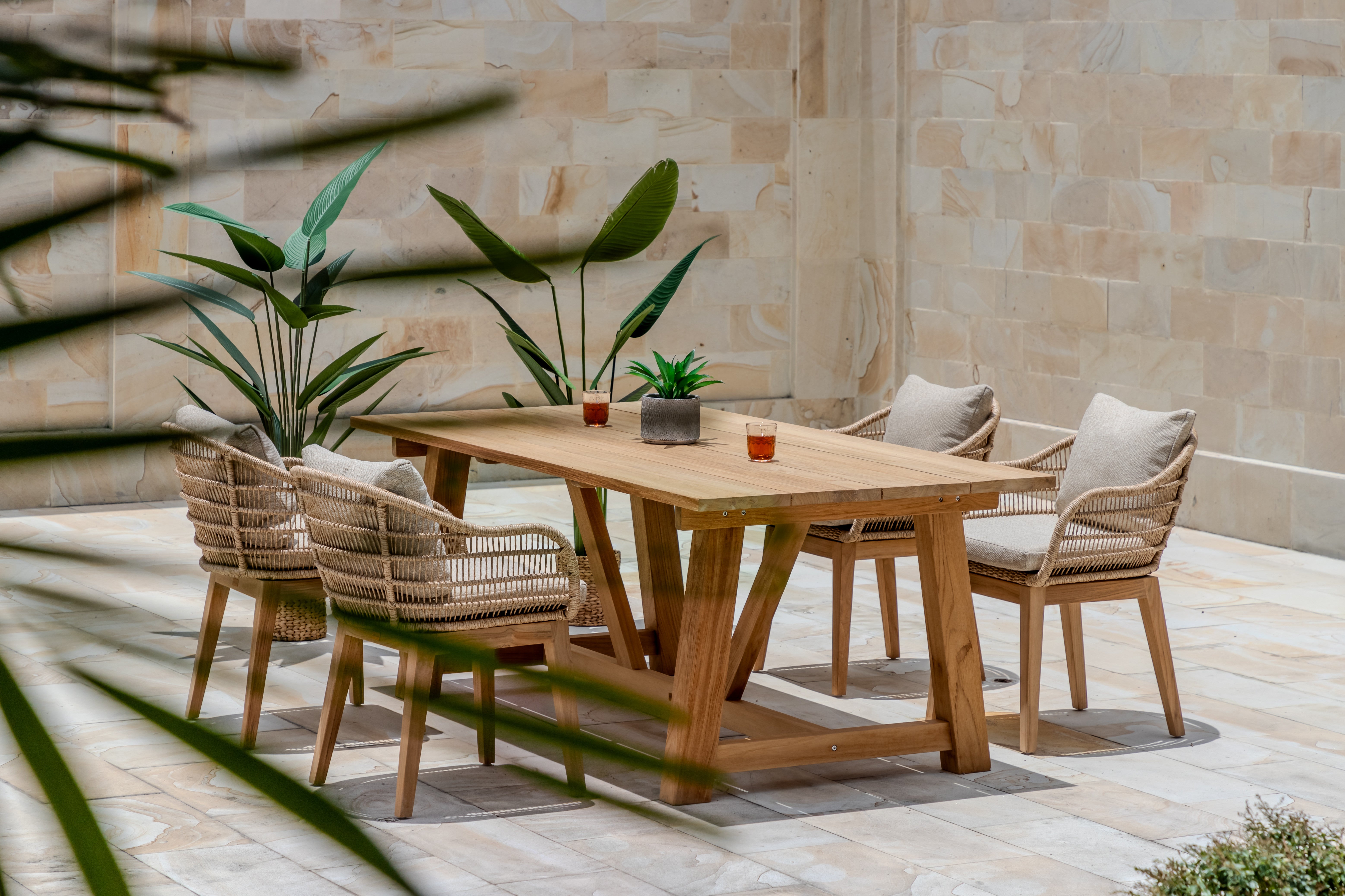 Hercules Garden Furniture Set – 200 cm Core Teak Table w/ 4 Mipando Chairs