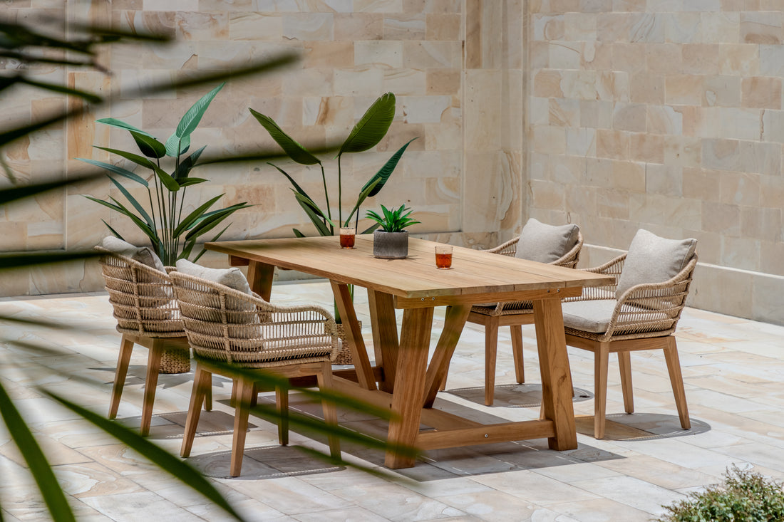 Hercules Garden Furniture Set – 200 cm Core Teak Table w/ 4 Mipando Chairs