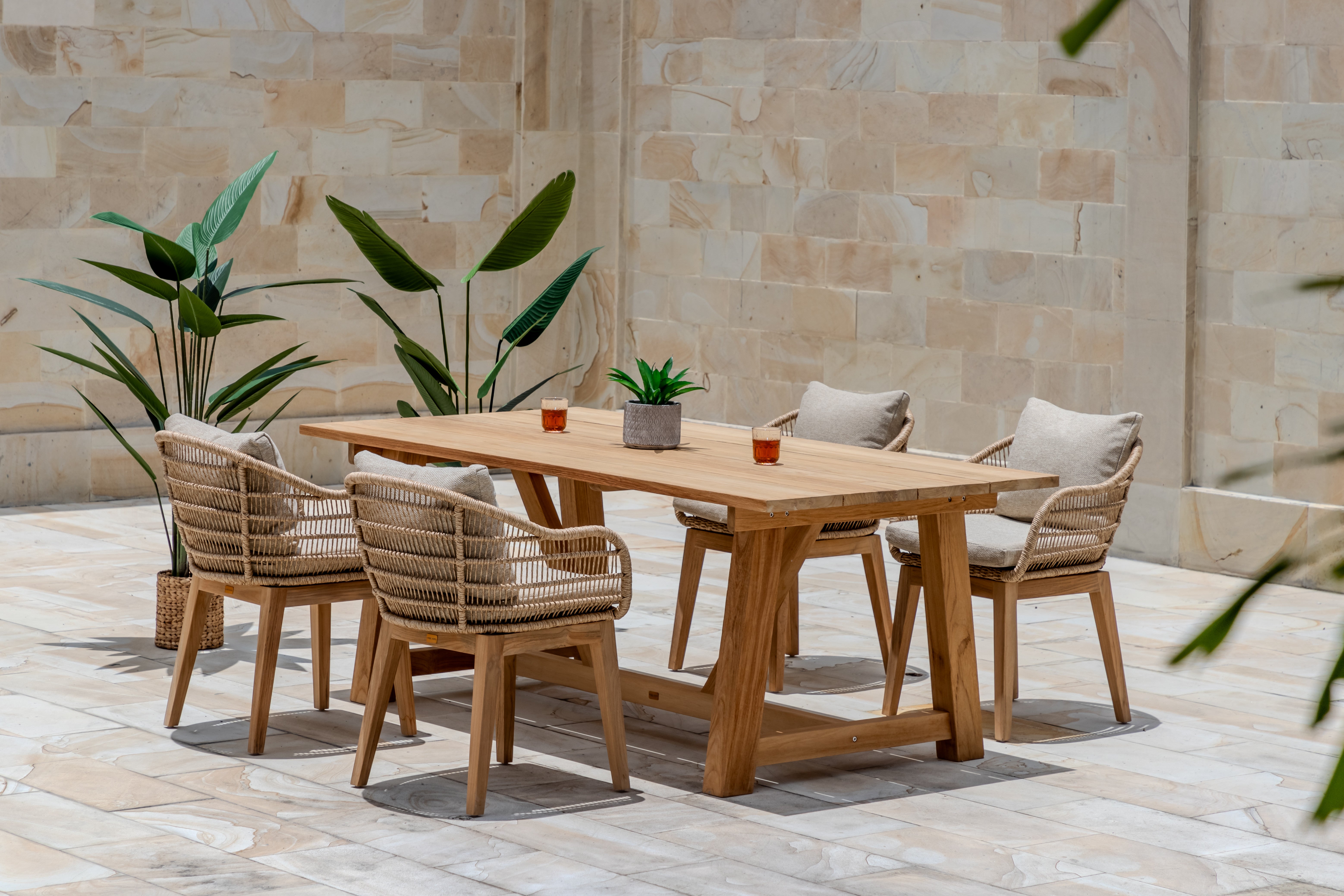Hercules Garden Furniture Set – 200 cm Core Teak Table w/ 4 Mipando Chairs
