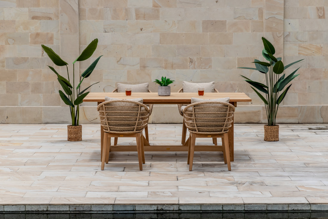 Hercules Garden Furniture Set – 200 cm Core Teak Table w/ 4 Mipando Chairs