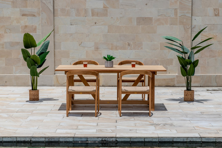 Hercules Garden Furniture Set – 200 cm Table w/ 4 Venice Chairs