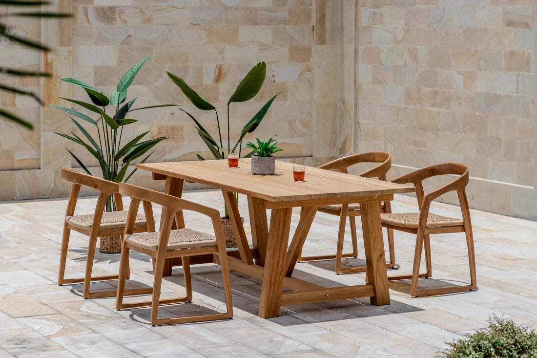 Hercules Garden Furniture Set – 200 cm Table w/ 4 Venice Chairs