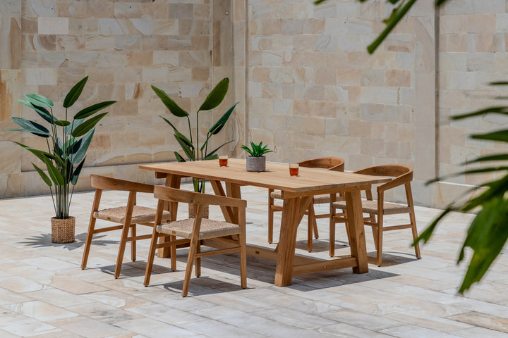 Hercules Garden Furniture Set – 200 cm Core Teak Table w/ 4 Hola Chairs