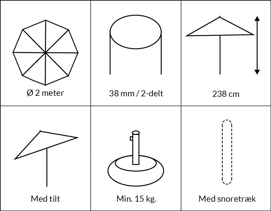 Sienna Parasol BROWN – Ø2 m - w/ tilt