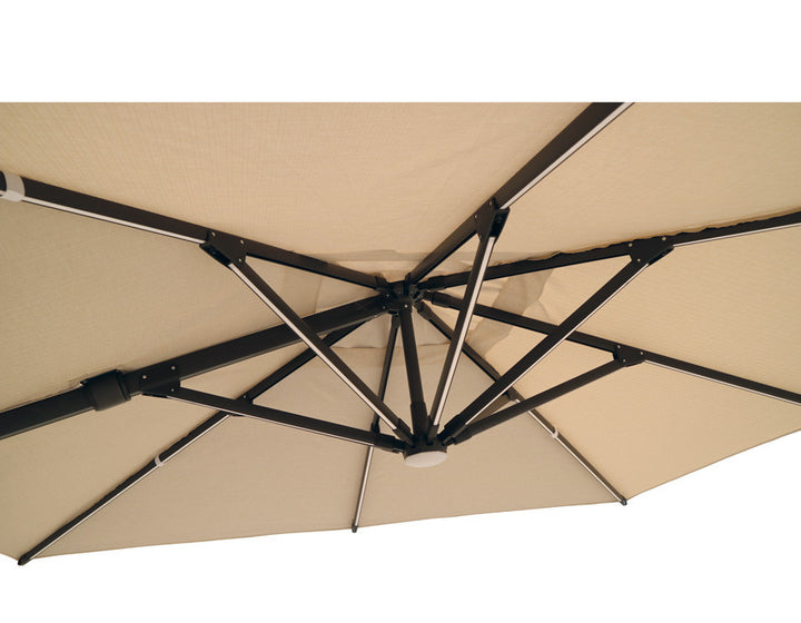 Henrik hanging parasol 3x3 m with led and solar brown