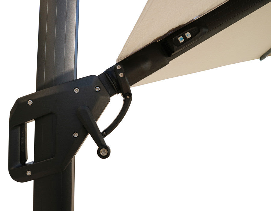 Henrik hanging parasol 3x3 m with led and solar brown