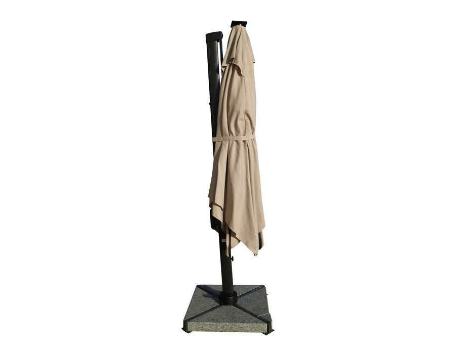 Henrik hanging parasol 3x3 m with led and solar brown