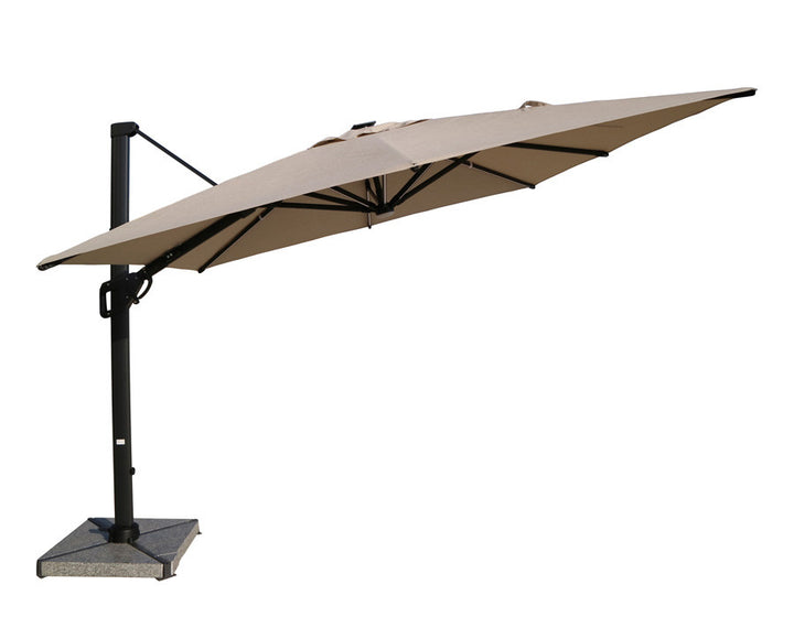Henrik hanging parasol 3x3 m with led and solar brown