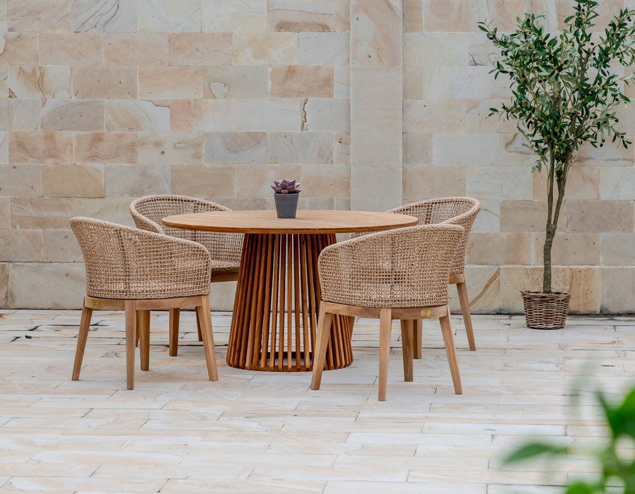 Luna Lago Dining Set - Ø150 cm/4 chairs